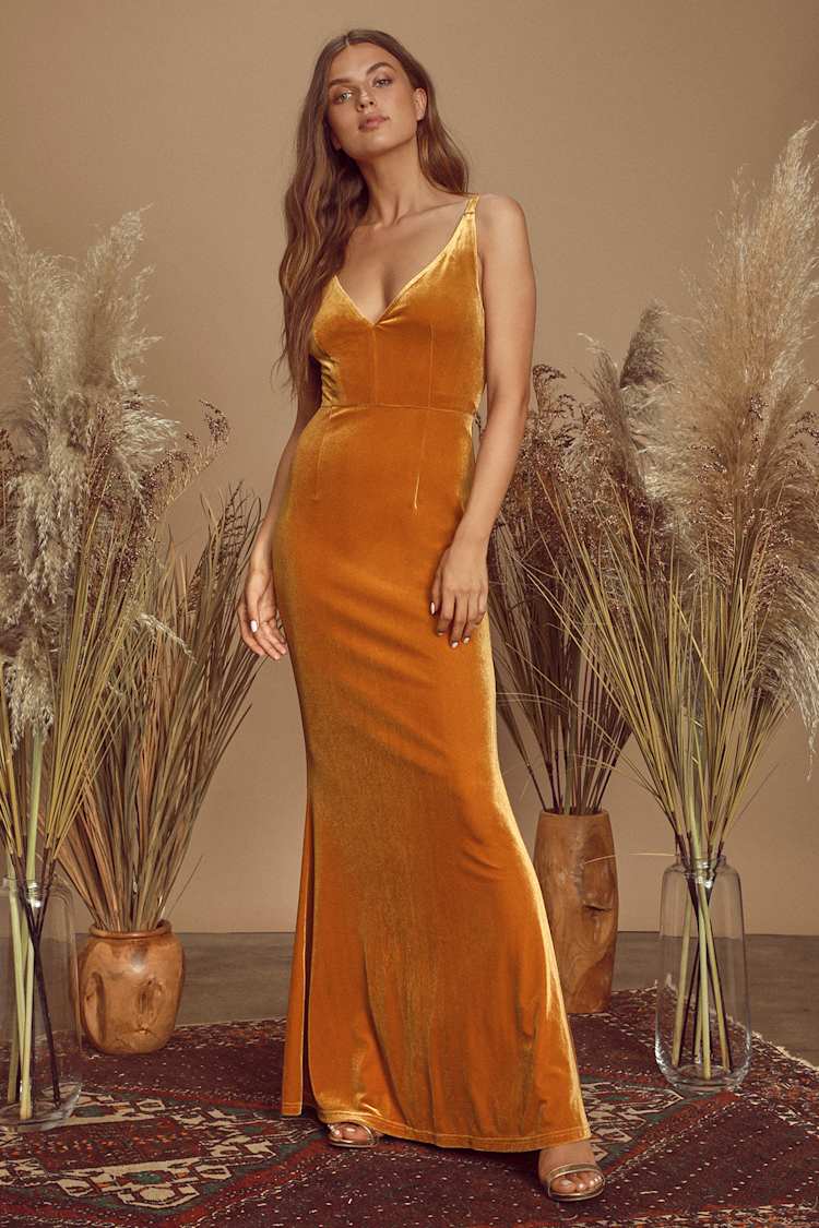 Orange Velvet Dress - Velvet Maxi Dress - Mermaid Maxi Dress - Lulus Orange Velvet Dress - Velvet Maxi Dress - Mermaid Maxi Dress - Lulus