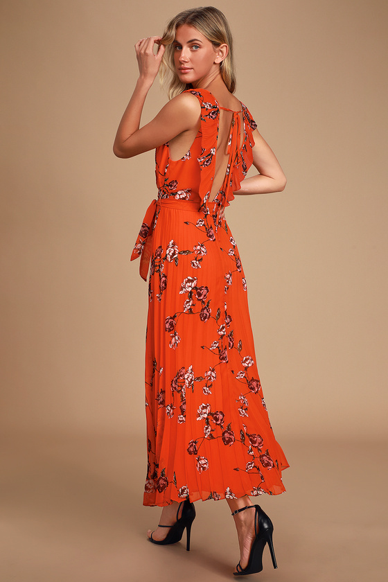 red orange maxi dress