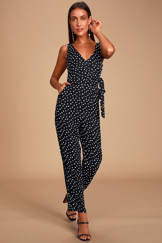 Aislinn Black Polka Dot Sleeveless Jumpsuit 1