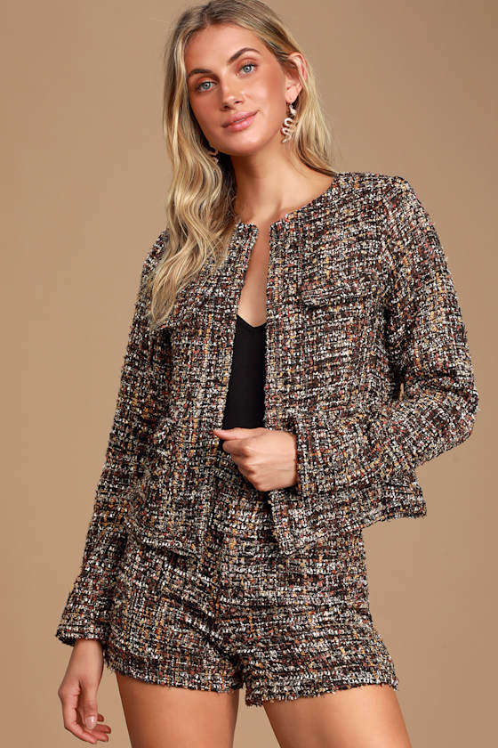 Cute Boucle Jacket - Cropped Boucle Jacket - Black Boucle Jacket - Lulus