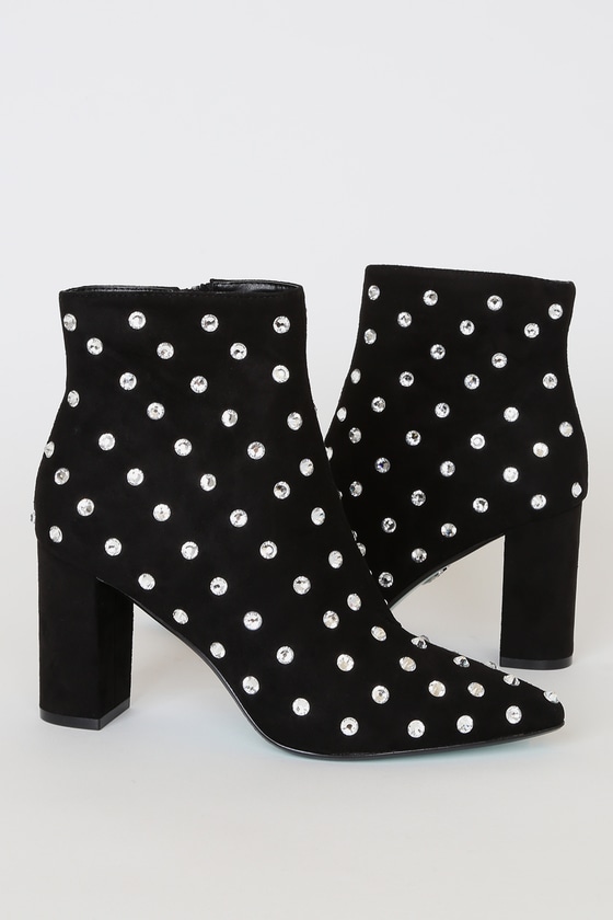 embellished black booties