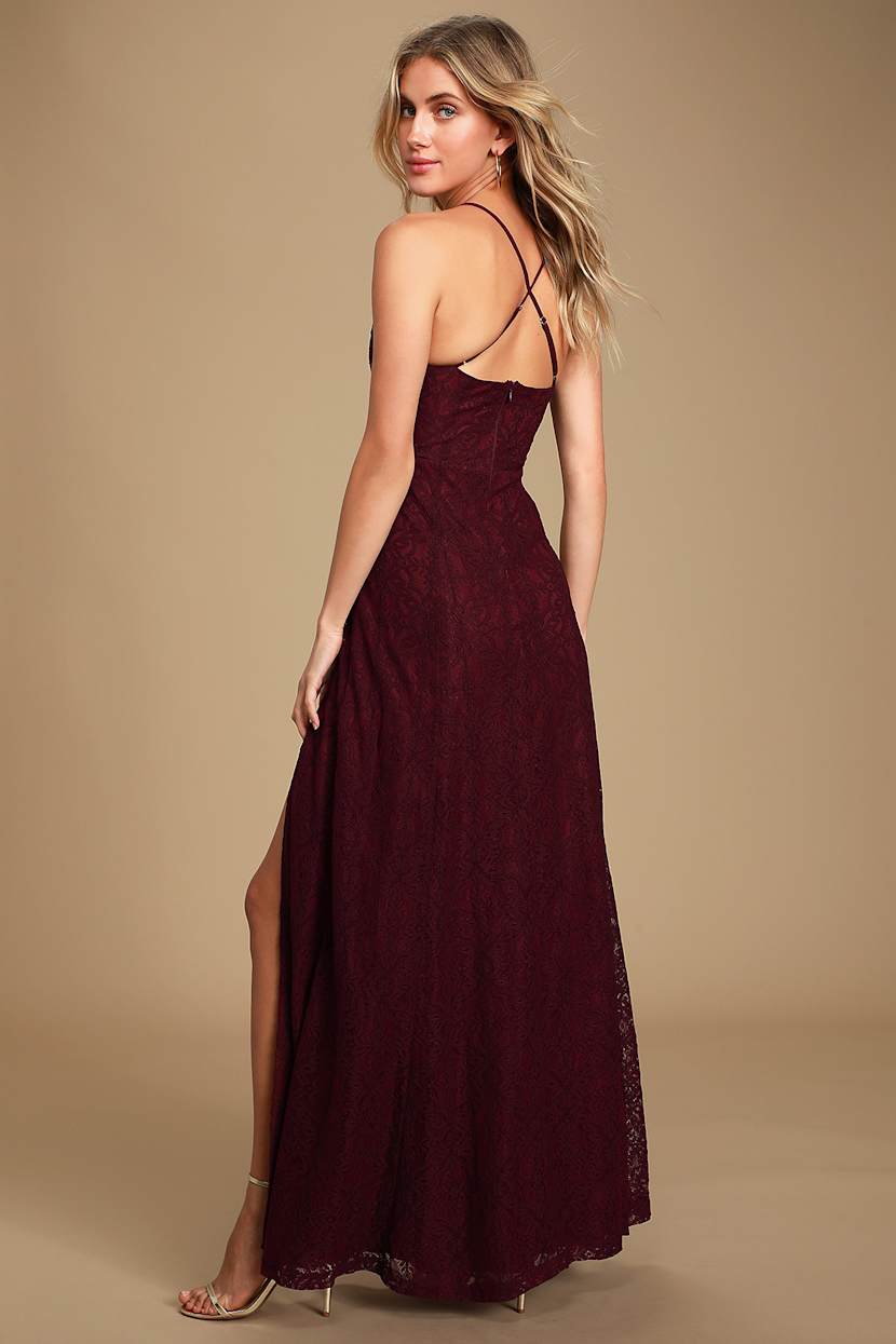 Burgundy Dress - Lace Dress - Maxi Dress - Lace Maxi Dress - Lulus