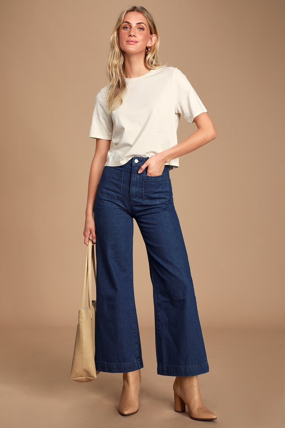 black wide leg high rise jeans