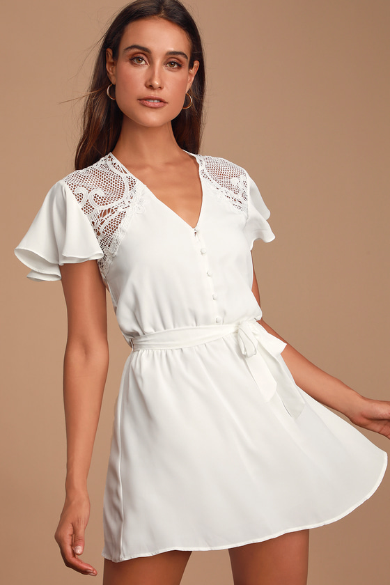 BB Dakota First Impressions - White Dress - White Lace Dress - Lulus
