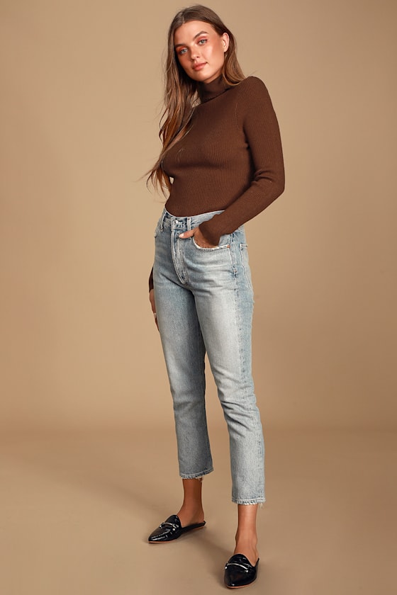 Keeley Brown Ribbed Turtleneck Top 7