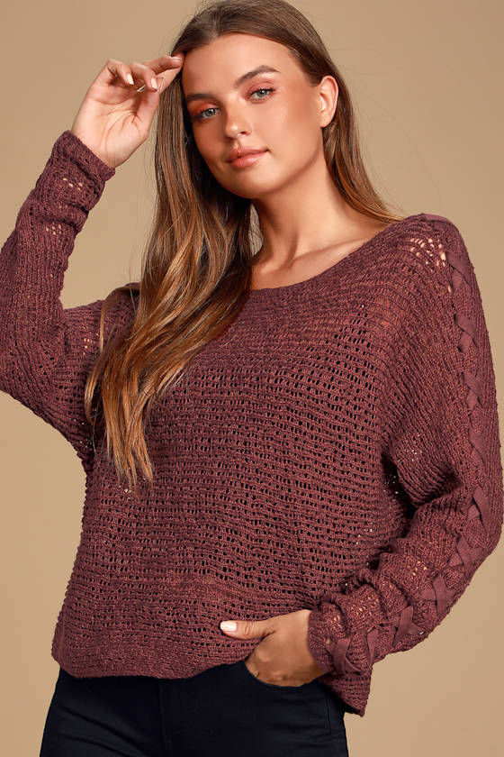 Chill Out Burgundy Loose Knit Sweater 1
