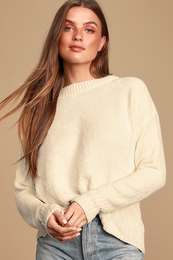 Cozy White Sweater - Chenille Knit Sweater - Soft Sweater Top - Lulus