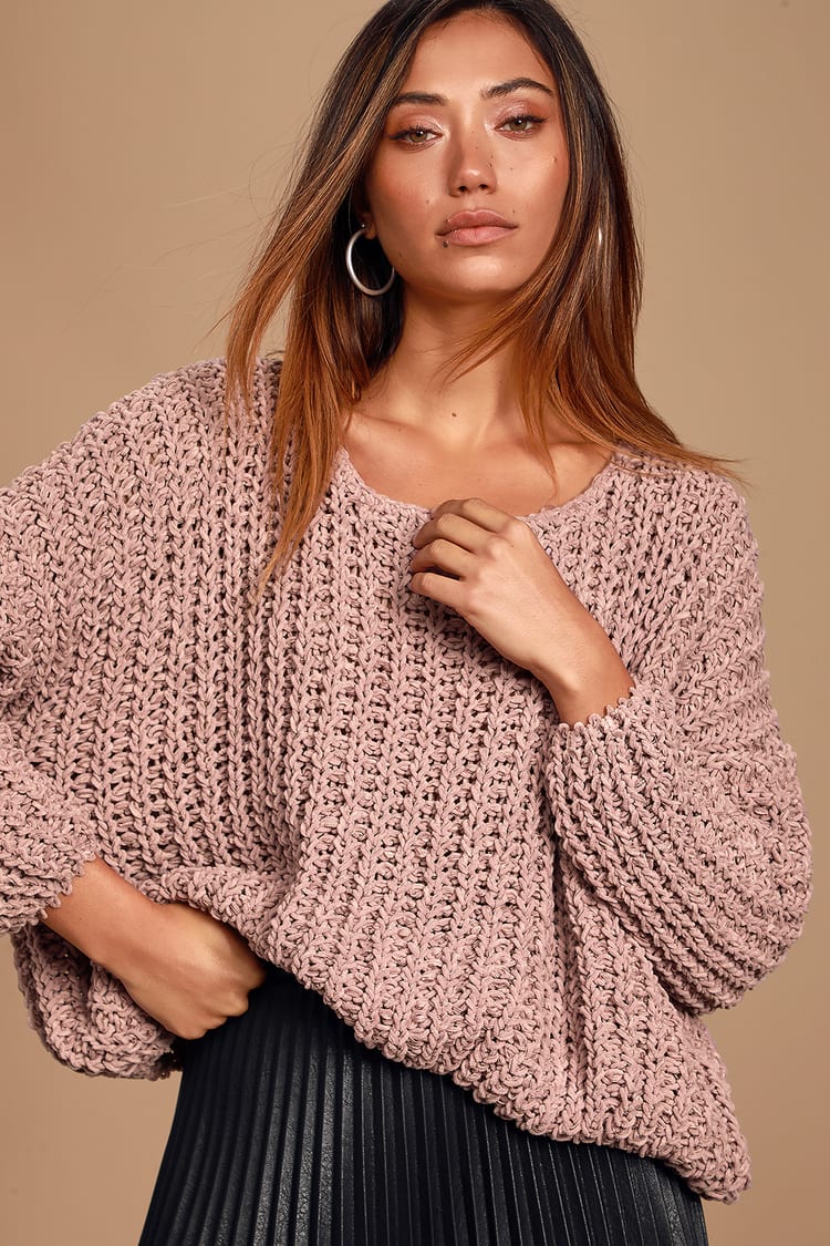 Kyleigh Lavender Loose Knit Sweater