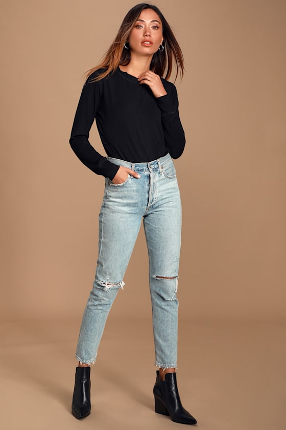 Abileen Black Long Sleeve Bodysuit 1