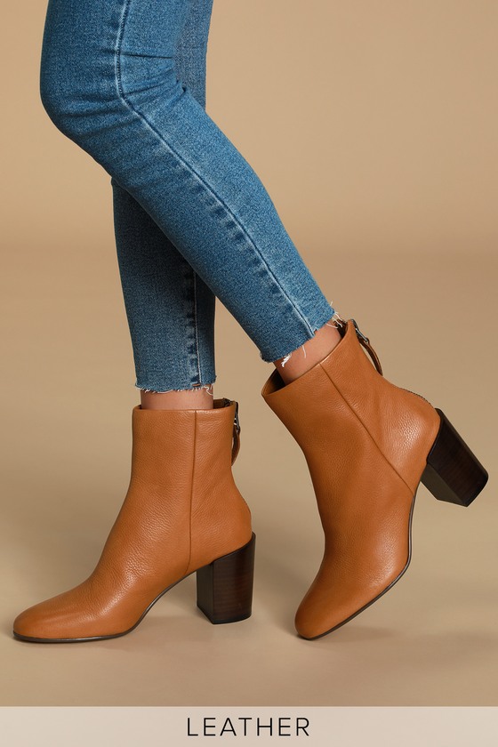 cognac leather bootie