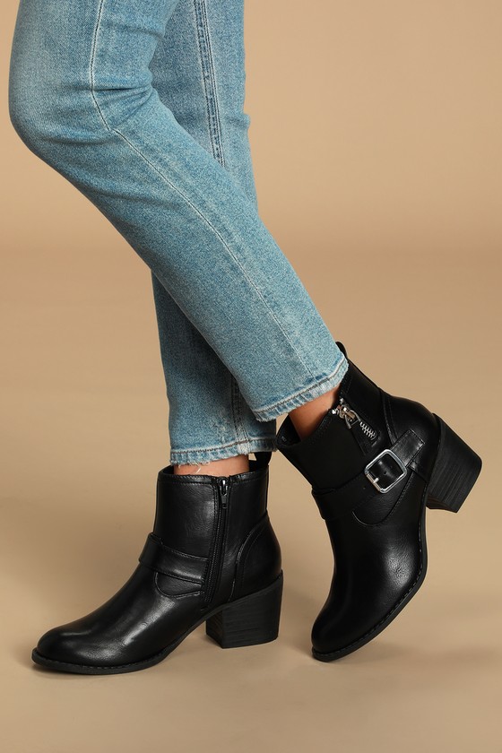 Cute Black Boots - Vegan Leather Boots - Ankle Booties