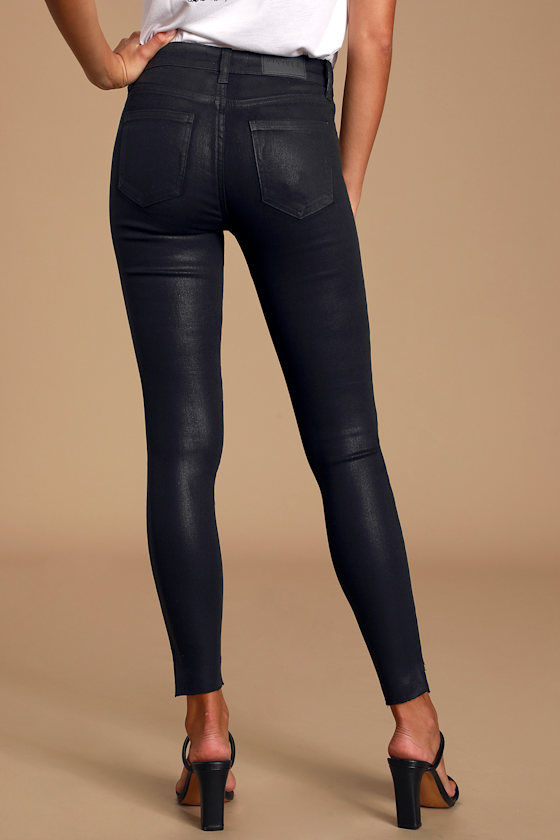 Pistola Aline High Rise - Black Coated Denim Jeans - Skinny Jeans
