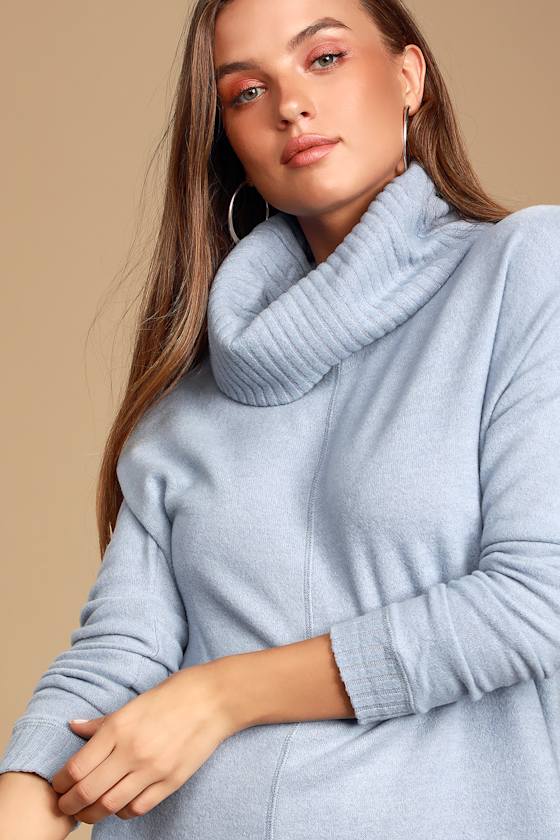 Cute Sweater Dress Light Blue Sweater Dress Cowl Neck Dress Lulus