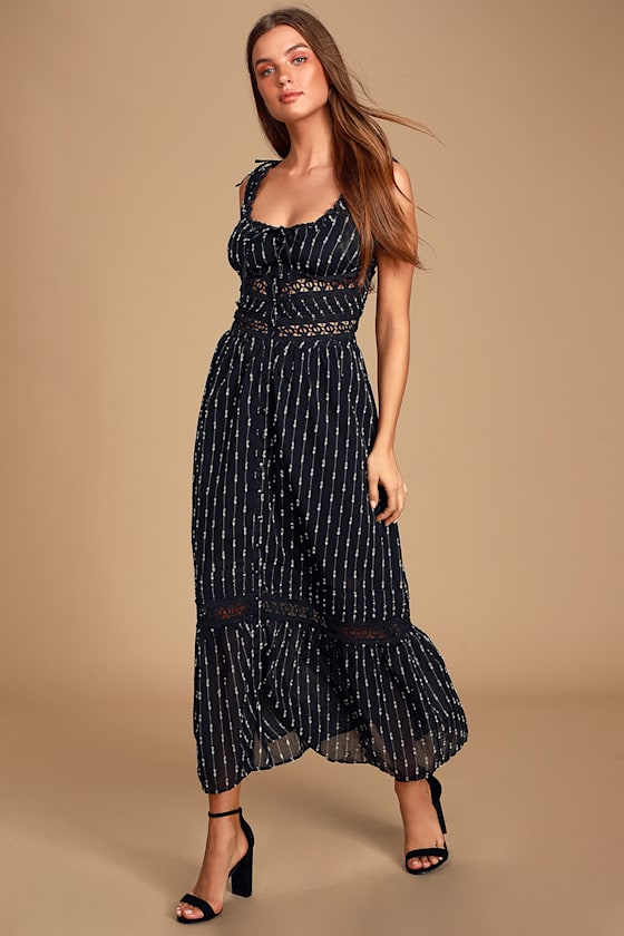 Dreamcatcher Black Multi Crochet Lace Midi Dress 1