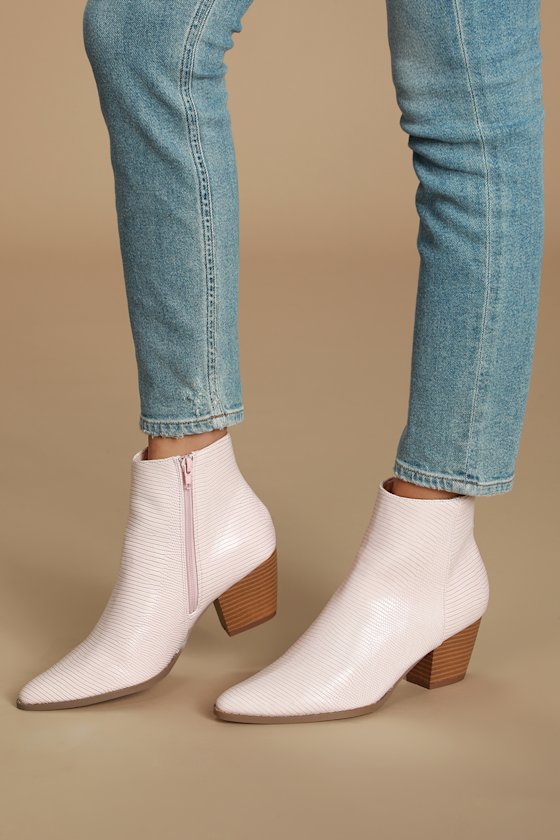 Spirit Blush Snake Pointed Toe Ankle Booties 2