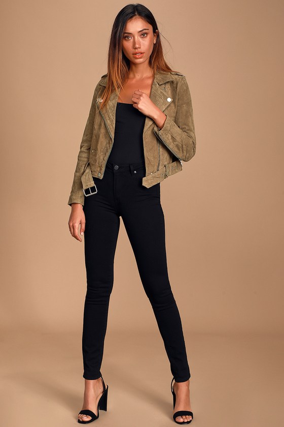 Back in Action Tan Suede Leather Cropped Moto Jacket