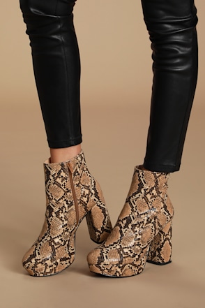 Steve Madden Grate Snake Print Boots Platform Ankle Booties