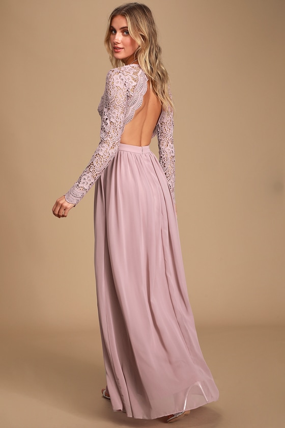 lavender long sleeve gown