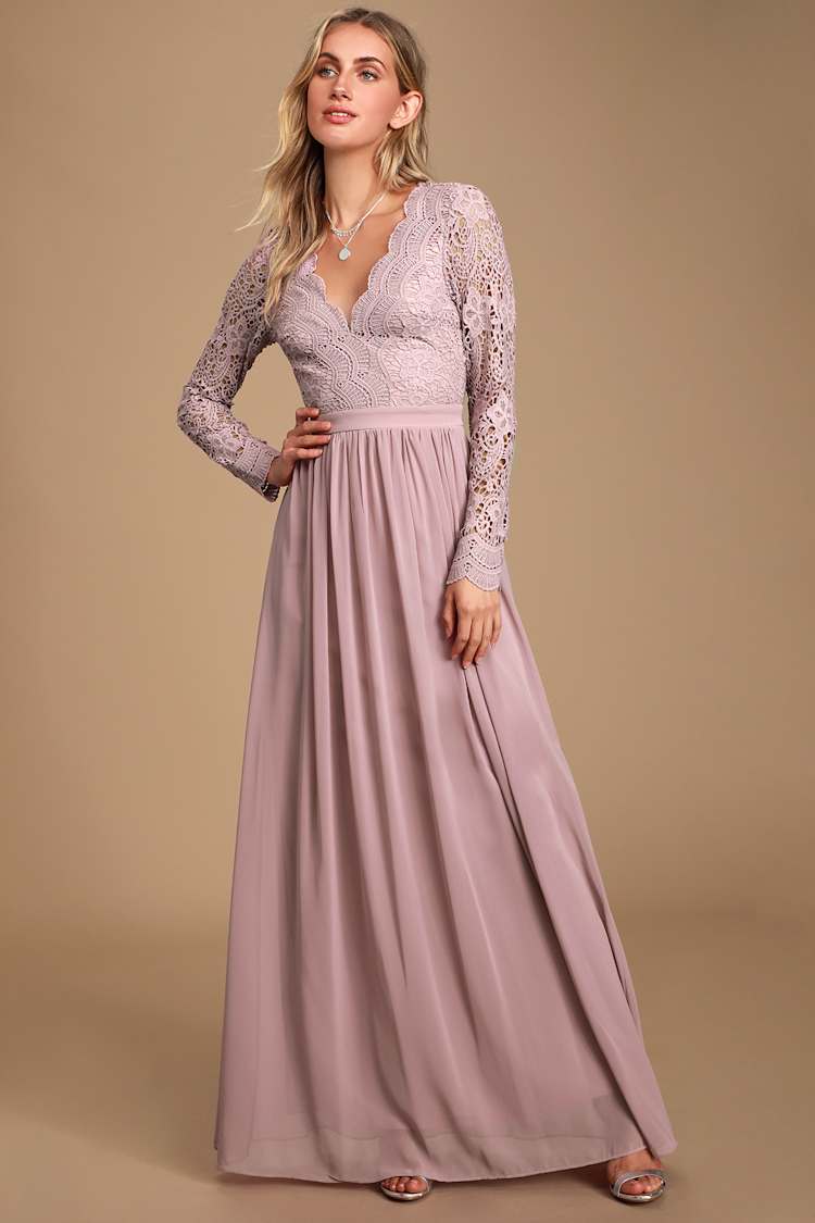 Lovely Dusty Lavender Dress - Lace Long Sleeve Maxi Dress - Lulus Lovely Dusty Lavender Dress - Lace Long Sleeve Maxi Dress - Lulus