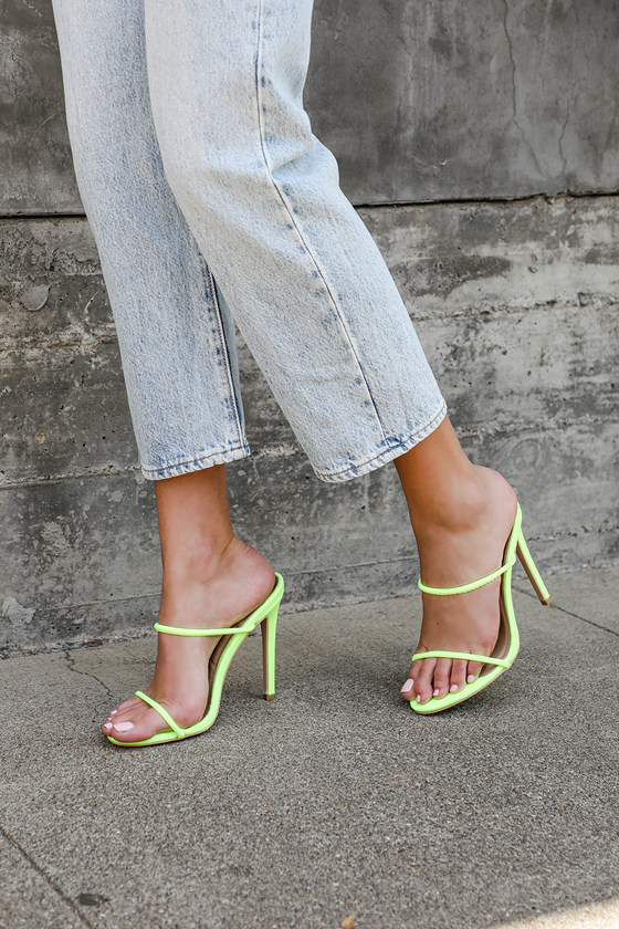 Women Stiletto Heeled Sandals, Funky Neon Green Mule Sandals | SHEIN