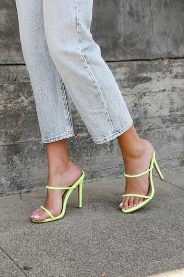 Leesa Neon Lime Green High Heel Sandals