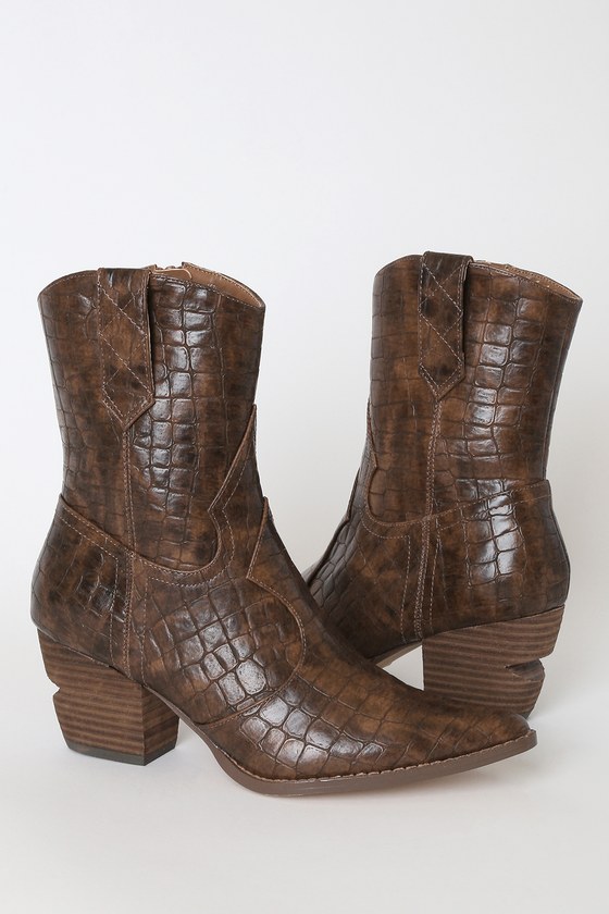 Coconuts by Matisse After Dark Brown Croc Boots Western Boots