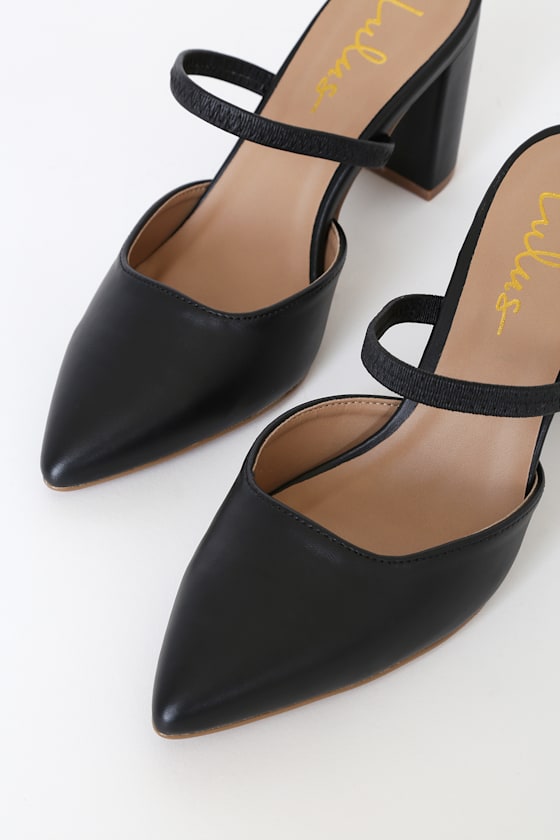Maryna Black Pointed-Toe Mules - thumbnail 5