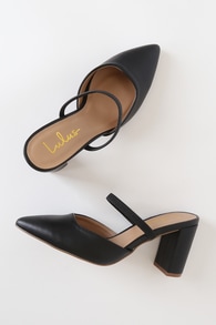 Maryna Black Pointed-Toe Mules