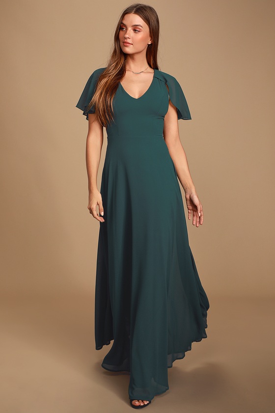 Kadence Emerald Green Chiffon Maxi Dress
