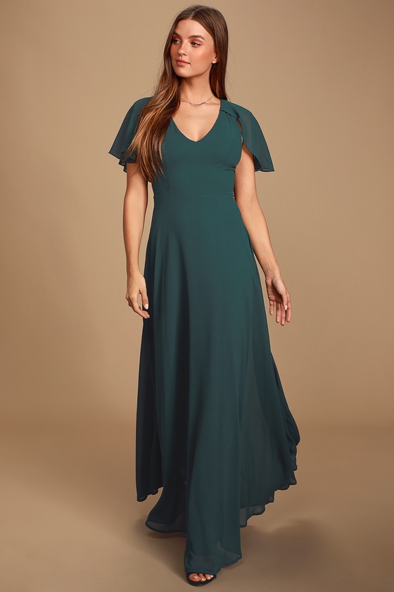 Green Chiffon Maxi Dress on Sale, UP TO ...