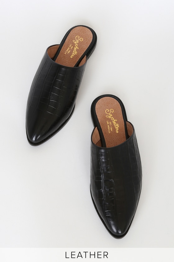 black crocodile mules