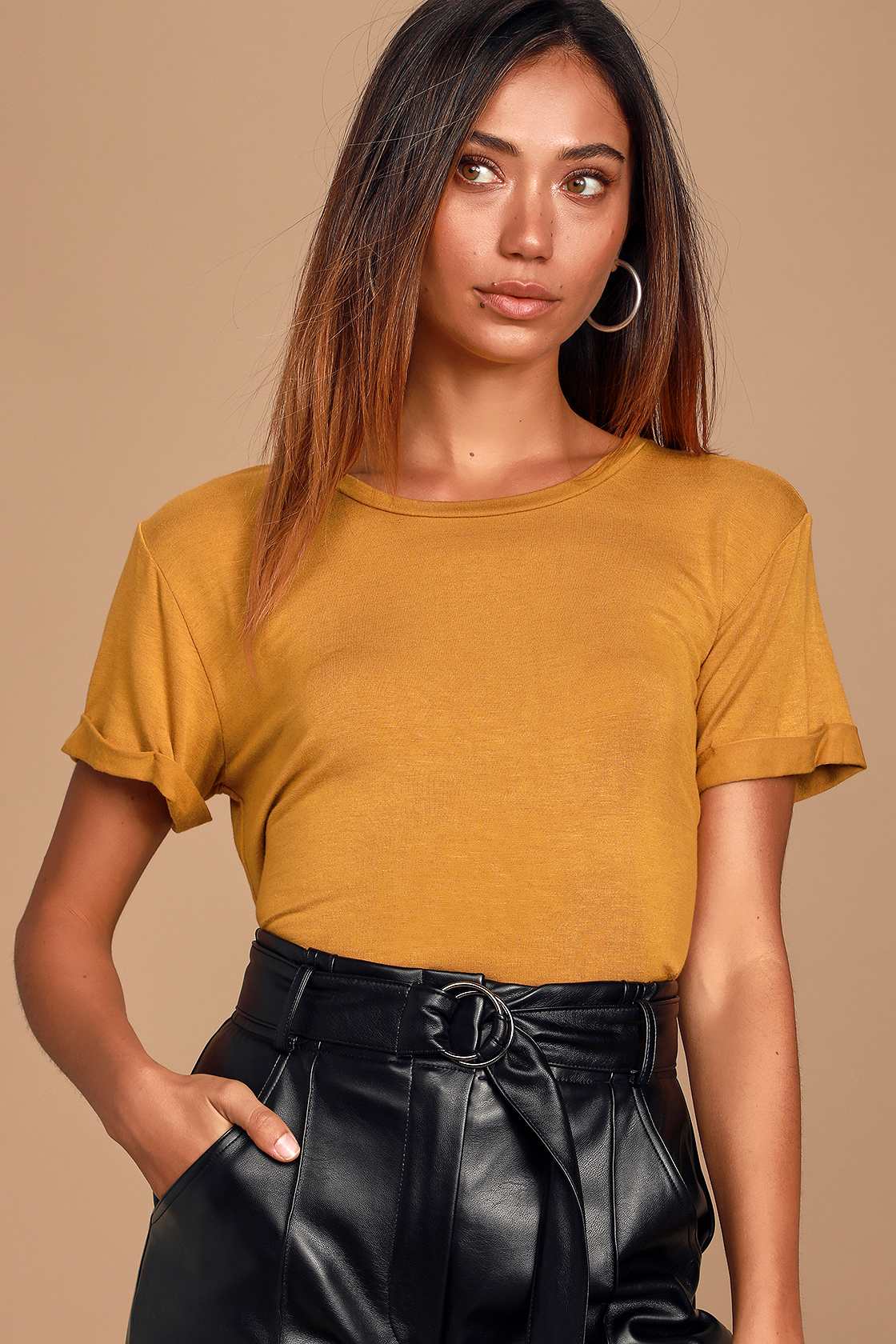 Cute Mustard Yellow Crop Top Cropped Tee Basic Tee Top Lulus