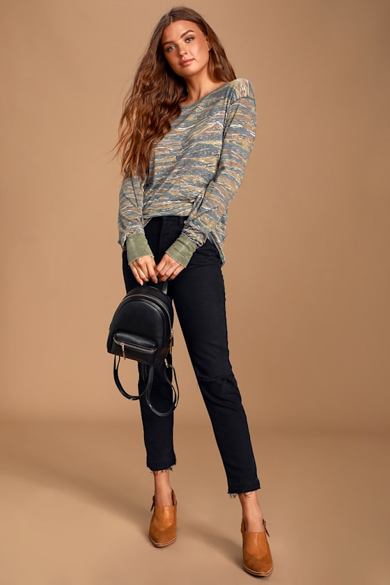 Arielle Green Multi Camo Print Long Sleeve Top 1