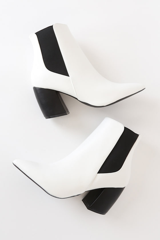 Cecy White Pointed Toe Ankle Booties 7