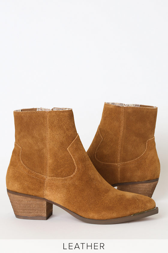 Creed Rust Brown Suede Pointed-Toe Ankle Booties 2