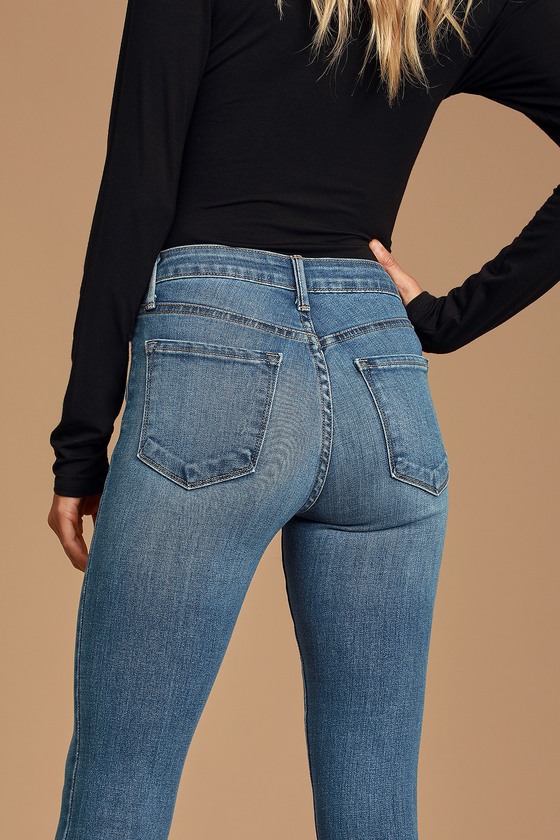 women's raw hem skinny jeans