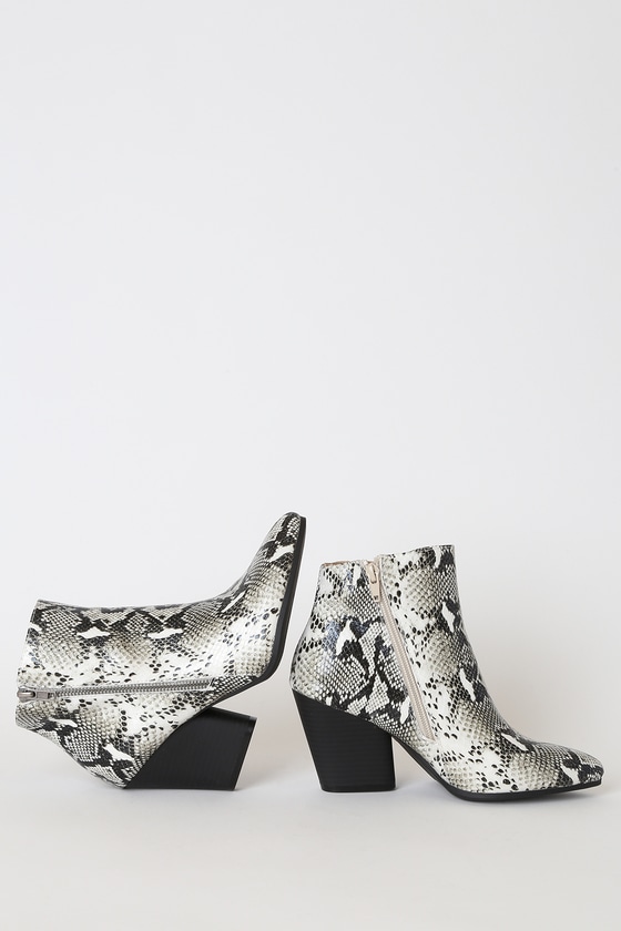 black and white snake boots