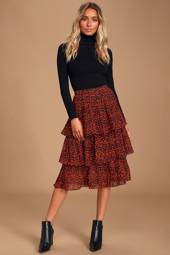 floral midi skirt 100