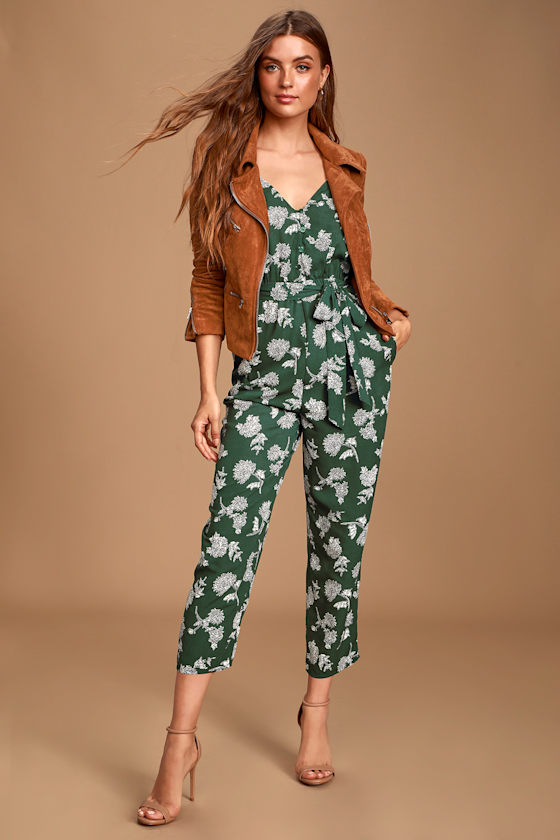 Doyle Green Floral Print Sleeveless Jumpsuit 1