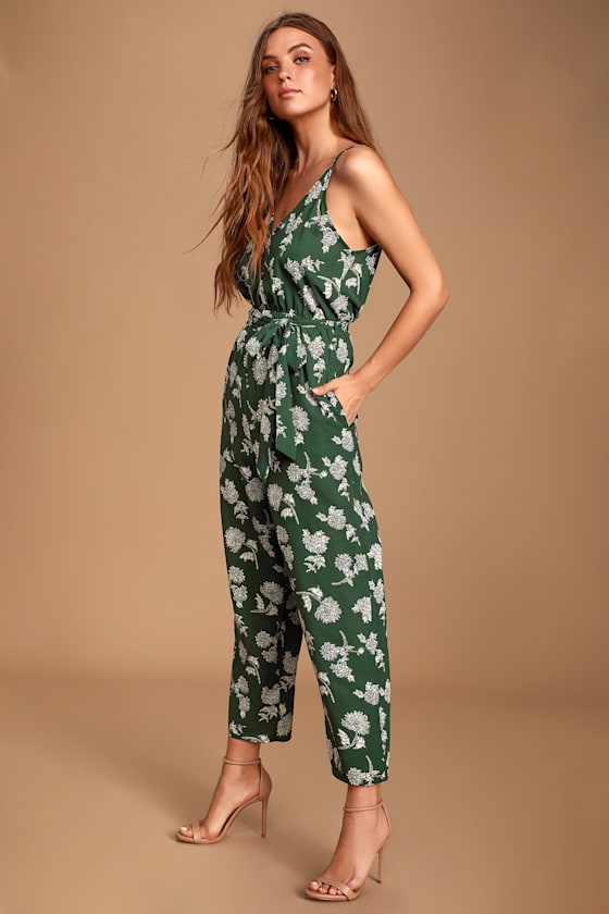 Doyle Green Floral Print Sleeveless Jumpsuit 3