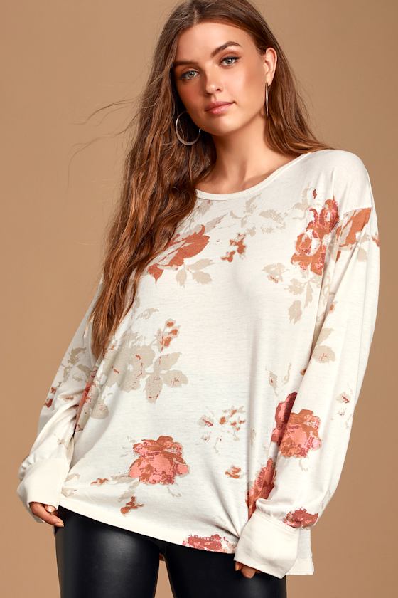 Arielle Ivory Floral Print Long Sleeve Top 2