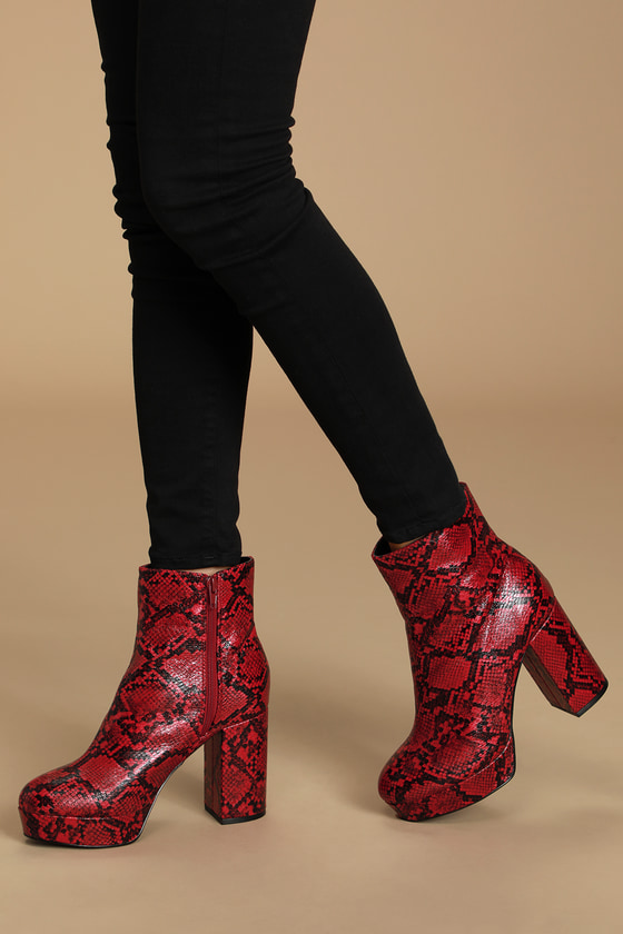 cute snakeskin booties
