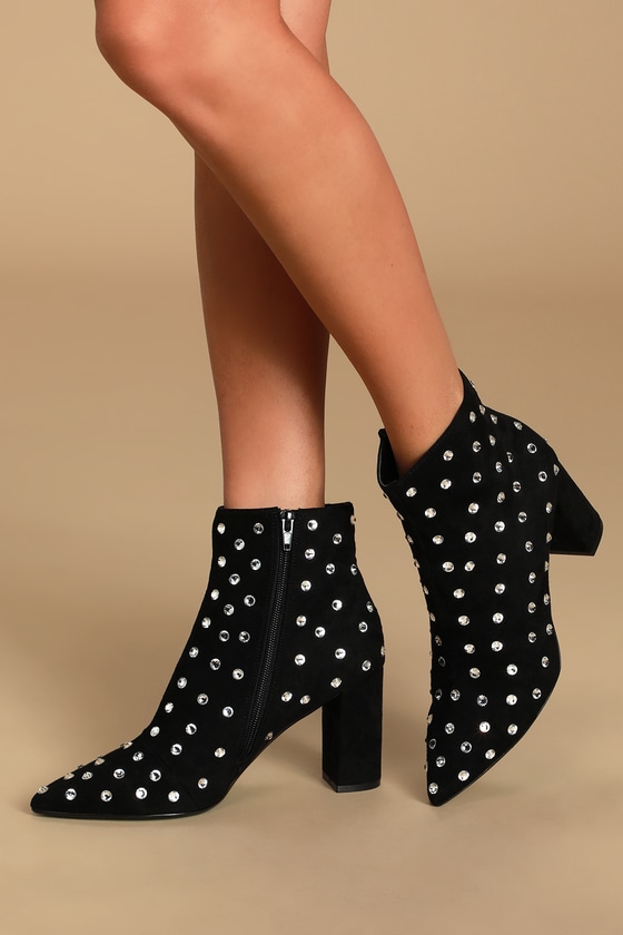 betsey johnson rhinestone boots black