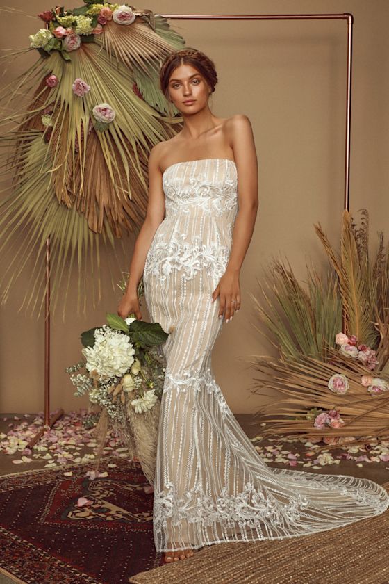 Ever Thine White Lace Strapless Maxi Dress 7