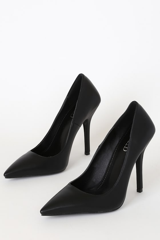 Neona Black Pointed-Toe Pumps 1