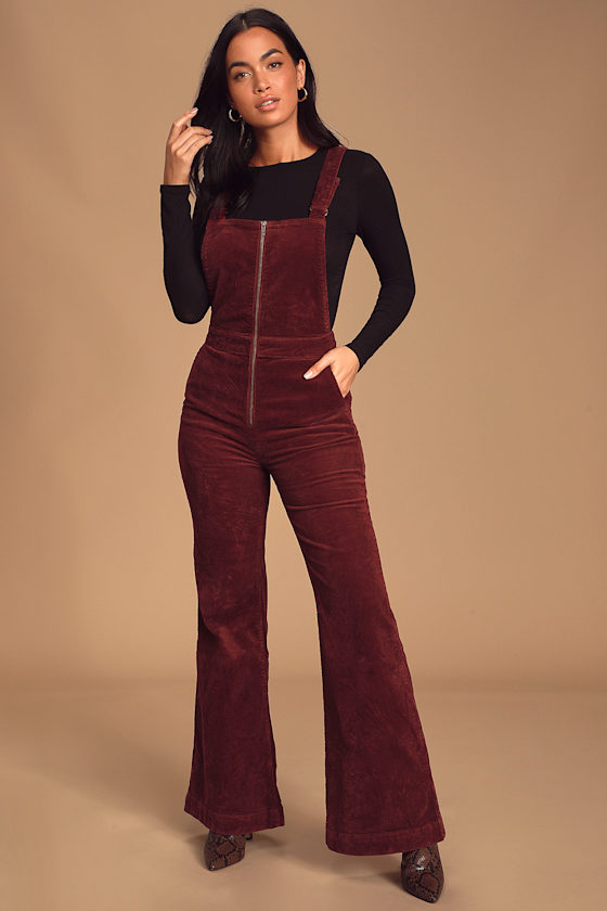 Eastcoast Flare Burgundy Corduroy Overalls 1
