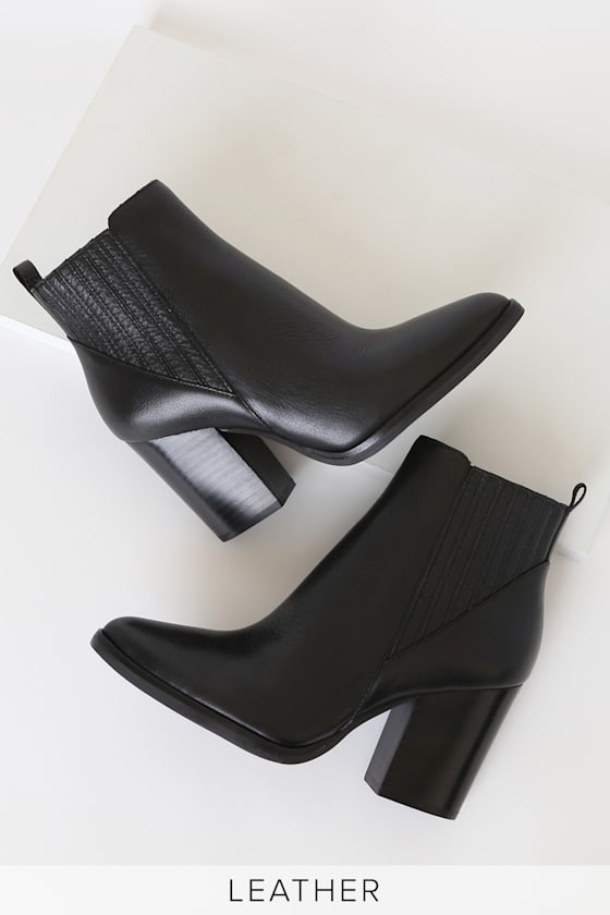 Alva Black Leather Pointed-Toe Ankle Booties 3