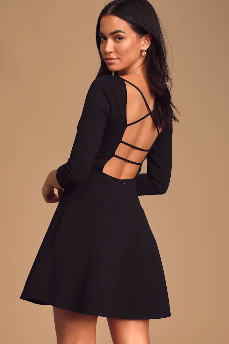 black backless skater dress Backless Midi Dress - Backless dresses - Backless Dresses Woman