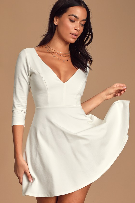 Cute White Dress Backless Skater Dress Strappy Back Cute White Dress Backless Skater Dress Strappy Back