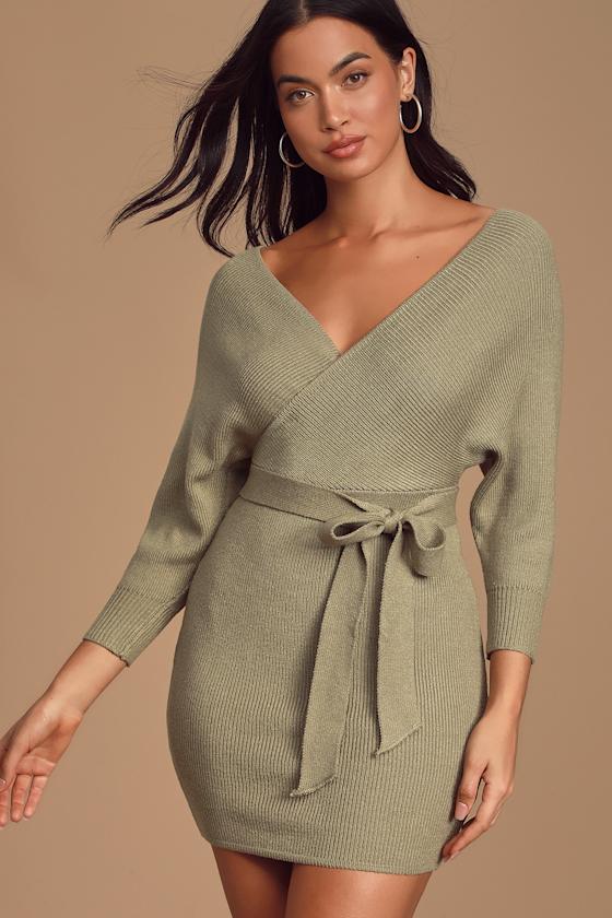 Cute Sage Green Dress - Bodycon Dress 